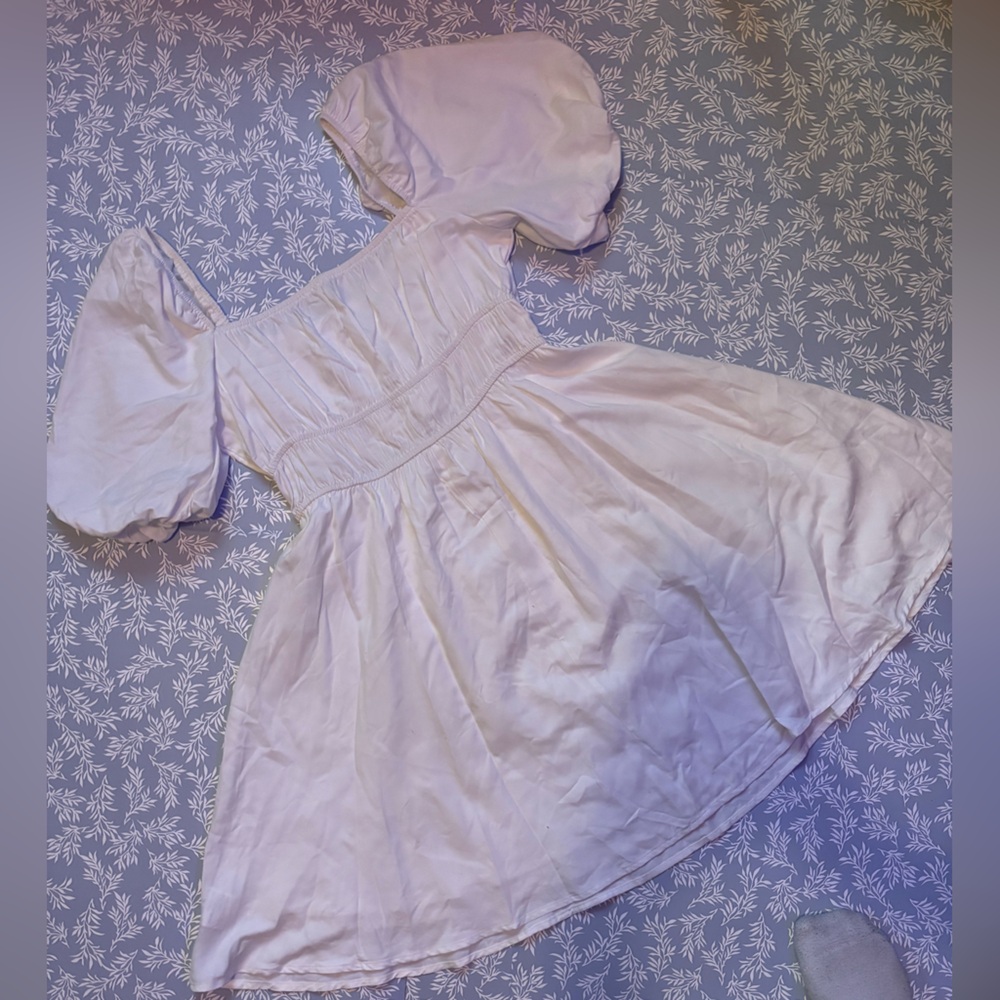 Cider White Puff Sleeve Mini Dress